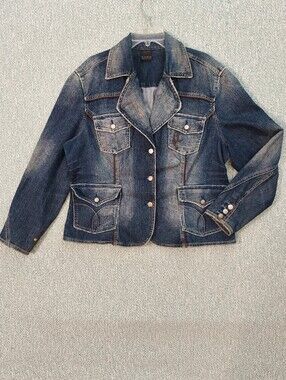 FUBU Collection Dark Blue Denim Jacket, Womens 2X